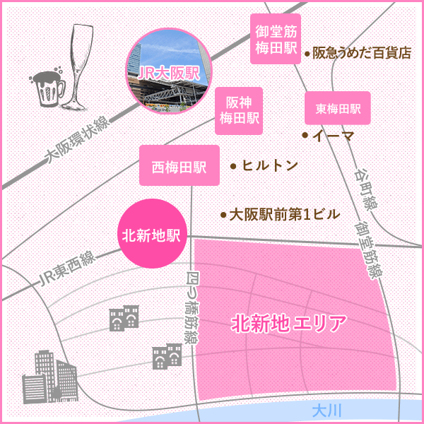 大阪北新地周辺地図